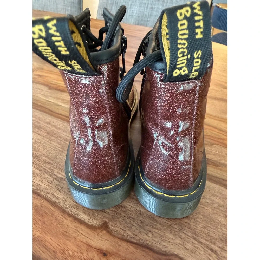 Kids Dr Martens‎ 1460 Glitter J Boots Size 1 US Kids Glitter Brown Lace Up zip